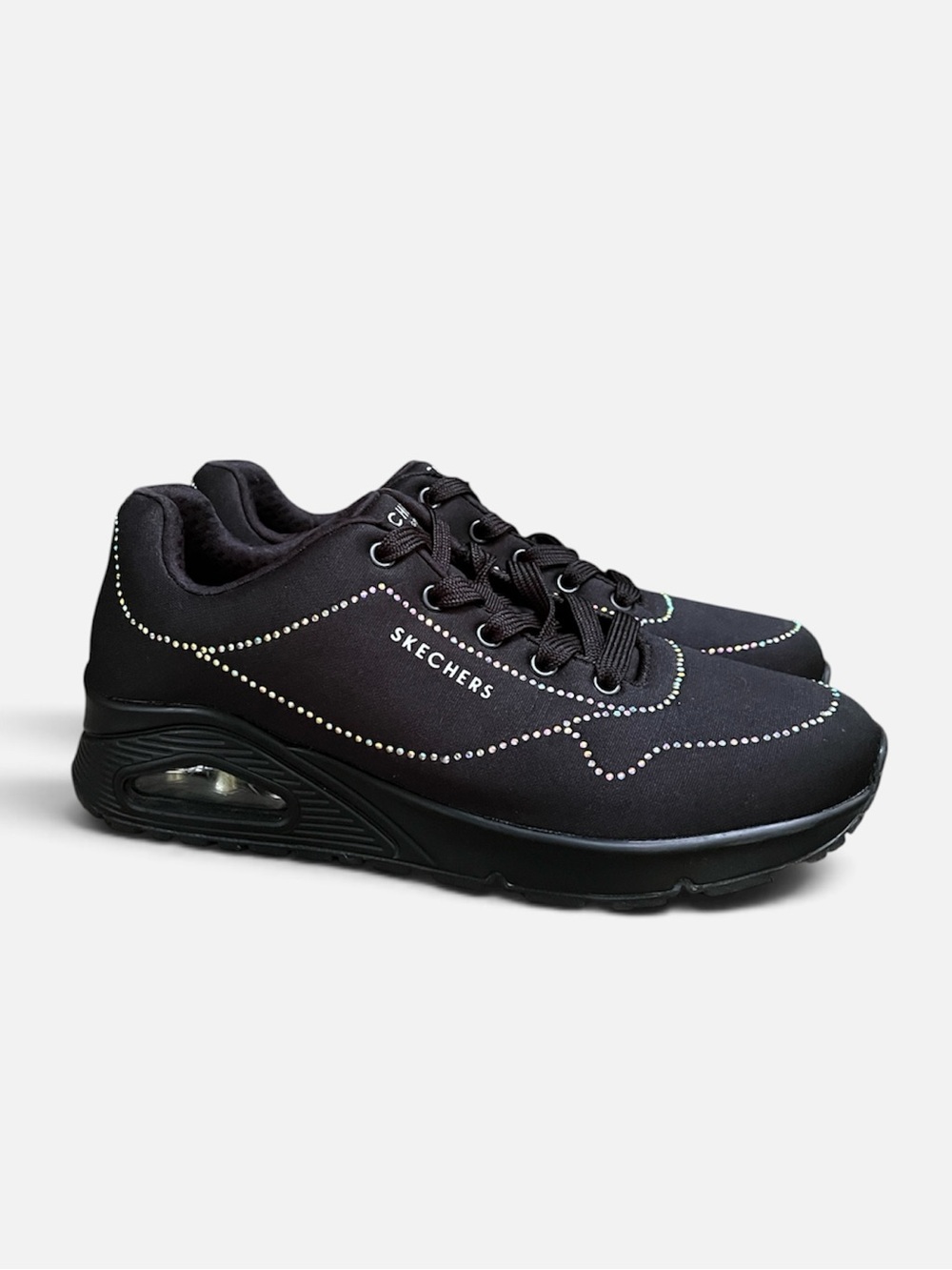 Skechers Street Uno Sheen Lines Sneaker in Black Women's Size 8